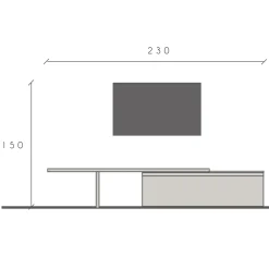 Mobile porta tv 230x150h cm moderna marrone rovere chiaro Sunset 95