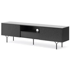 Mobile porta TV 180x51h cm moderno antracite frassinato nero Parigi