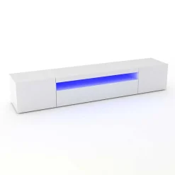 Mobile porta TV 200x37h cm soggiorno bianco laccato lucido Light Big Gihome®
