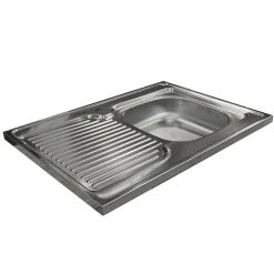 Mobile sottolavello cucina 80x86h cm multiuso con lavello 1 vasca destra acciaio inox rovere olmo Talise
