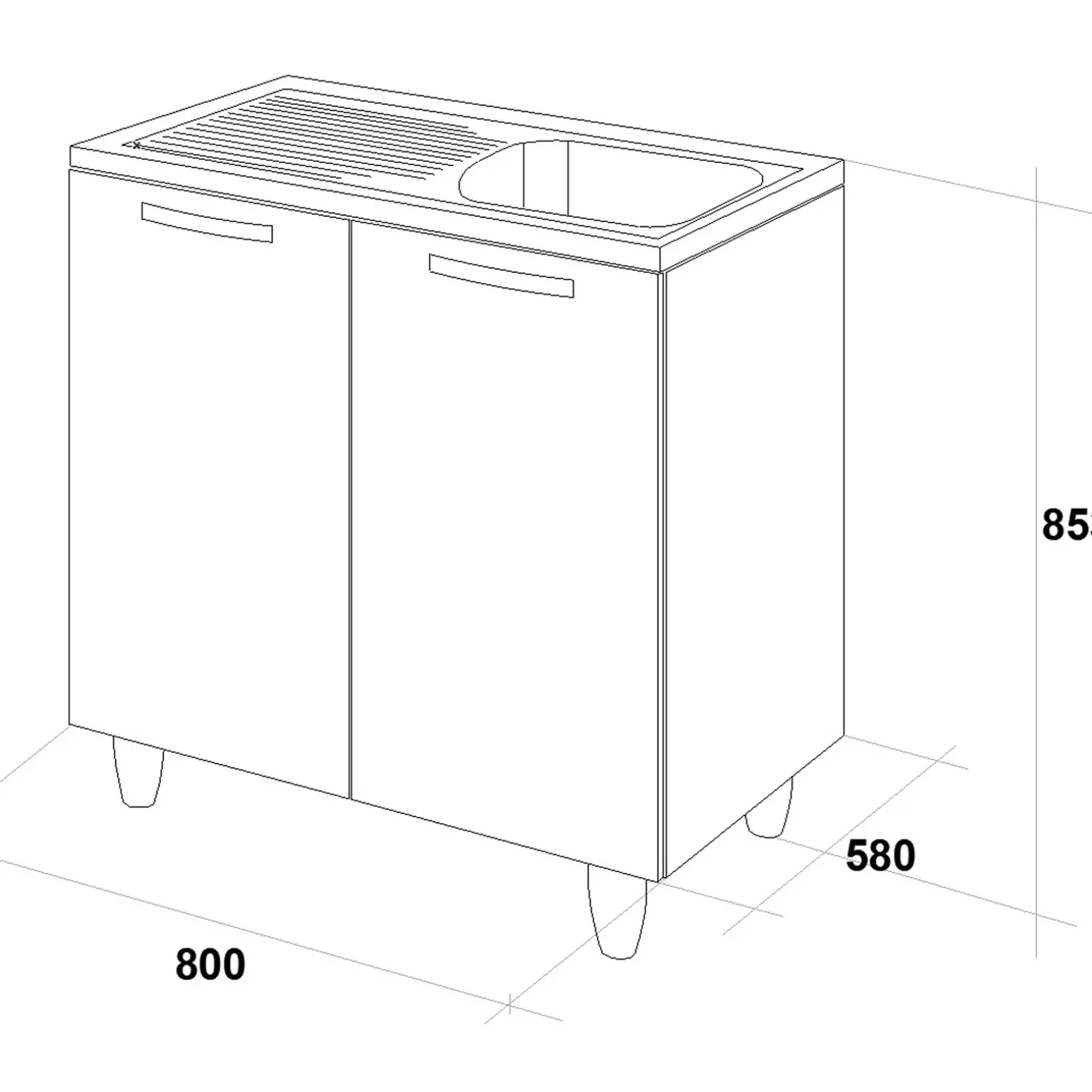 Mobile sottolavello cucina 80x86h cm multiuso con lavello 1 vasca destra acciaio inox rovere olmo Talise