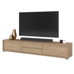 Mobile TV soggiorno sospeso 180x32h cm 2 ante a ribalta 2 cassetti  rovere Glem