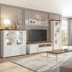 Mobile TV 181x61h cm 1 anta 1 cassetto bianco frassinato rovere Texel