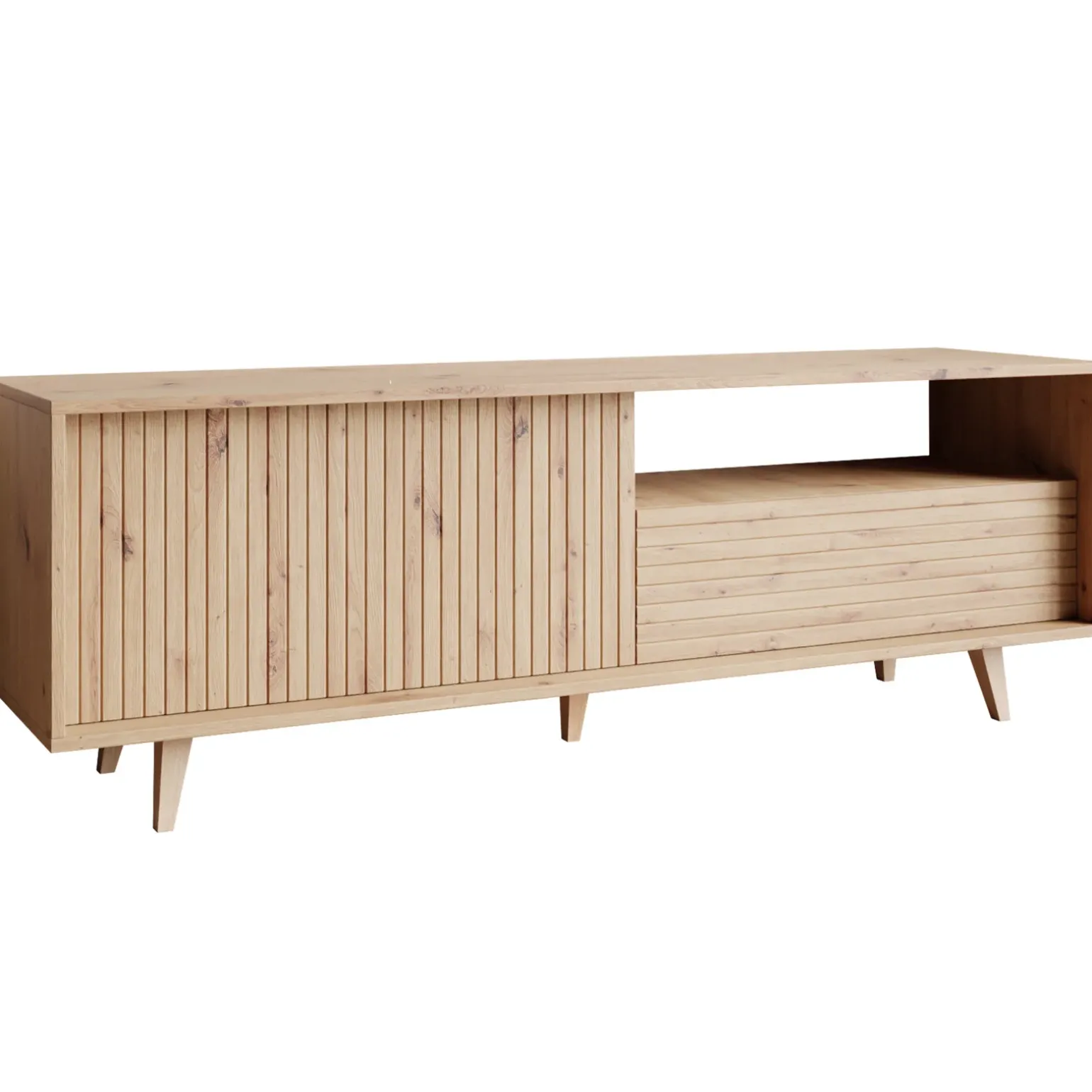 Mobile TV 152x52h cm 1 cassetto design rustico cannettato rovere Branch