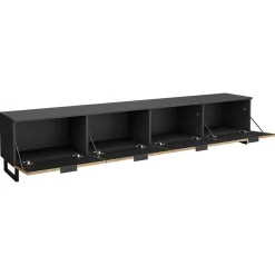 Mobile TV 200x40h cm design rustico cannettato rovere nero List