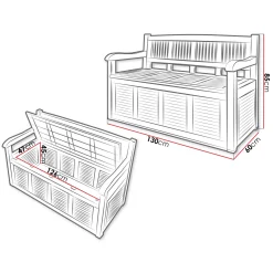 Panca da giardino con contenitore grigio scuro Clementina