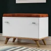Panca ingresso 69x50h cm con scarpiera bianco rovere Clea