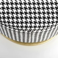 Panca moderna 105x42cm in tessuto nero bianco oro Denes