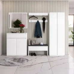 Panca scarpiera 92x50cm con imbottitura bianco Accent