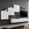 Parete attrezzata sospesa 260x170h cm moderna bianco opaco lucido Geo 08