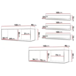 Parete attrezzata sospesa 250x150h cm bianco Kiruna 2