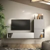 Parete attrezzata sospesa 193x150h cm moderna grigio chiaro e scuro Sunset 94