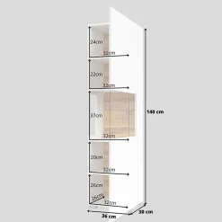 Parete attrezzata sospesa 226x140h cm bianco rovere Fusion 1