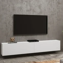 Parete attrezzata sospesa 226x140h cm bianco rovere Fusion 1