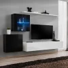 Parete attrezzata sospesa 250x150h cm moderna bianco nero lucido Geo 13