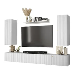Parete attrezzata sospesa 250x165h cm bianco Kiruna 3