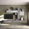 Parete attrezzata sospesa 276x210h cm moderna grigio antracite Sunset 84