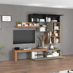 Parete attrezzata 270x200h cm antracite tortora rovere Block 4