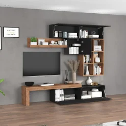 Parete attrezzata 270x200h cm antracite rovere Block 4