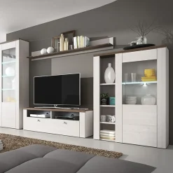 Parete attrezzata 325x206h cm bianco frassinato rovere Paloma 2