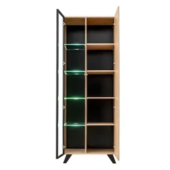 Parete attrezzata 340x192h cm moderna noce con stampa nera Mendes 2