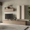 Parete attrezzata 276x205h cm moderna beige rovere scuro Sunset 80