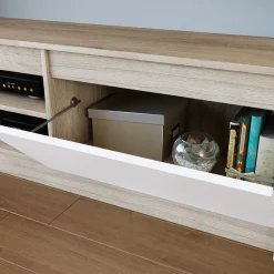 Parete attrezzata 260x181h cm moderna bianco opaco rovere sonoma Himal
