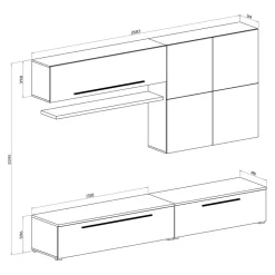 Parete attrezzata 268x209h cm moderna bianco marmo grafite Power