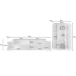 Parete attrezzata 290x121h cm moderna bianco lucido acero Milos Gihome®
