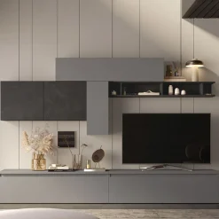 Parete attrezzata 276x180h cm moderna grigio antracite Sunset 23