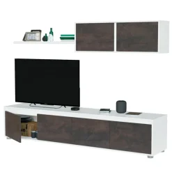 Parete attrezzata 200x145h cm  moderna soggiorno bianco opaco ossido Itaca
