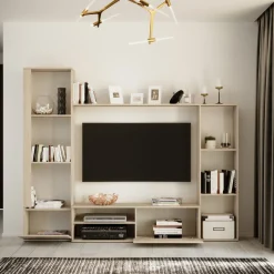 Parete attrezzata 220x178h cm moderna rovere chiaro Rubino