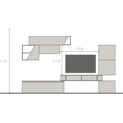 Parete attrezzata 310x210h cm moderna bianco lucido grigio chiaro Sunset 92