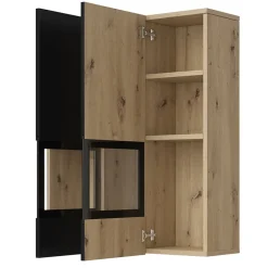 Parete attrezzata 270x176h cm rovere chiaro nero Emotion Gihome®