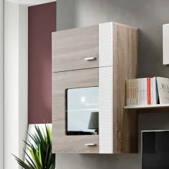 Parete attrezzata 240x190h cm rovere bianco lucido Mexico Gihome®