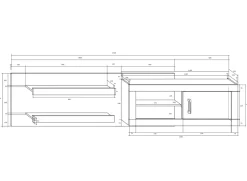 Parete attrezzata 240x210h cm soggiorno  bianco opaco nero lucido Susan Gihome®