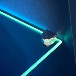 Parete attrezzata 210x162h cm soggiorno con led blu scuro rovere Feola