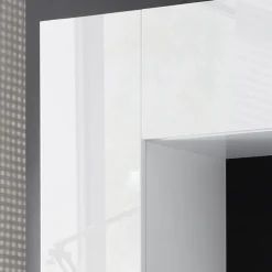 Parete attrezzata 248x175h cm soggiorno bianco lucido cemento Steppi 5