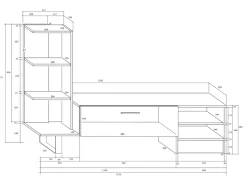 Parete attrezzata 152x97h cm soggiorno rovere bianco lucido Isabel