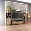 Parete attrezzata 260x185h cm soggiorno legno vecchio antico West Gihome®