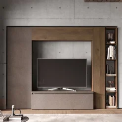 Parete attrezzata 249x186h cm salvaspazio  marrone bronzo rovere scuro Sunset 9