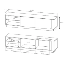 Parete attrezzata 248x194h cm soggiorno rovere antracite Noa Gihome®