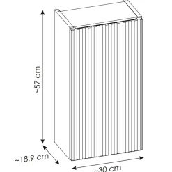 Pensile bagno sospeso 30x57h cm cannettato 1 anta nero Cleany