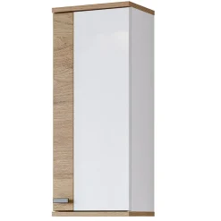 Pensile bagno sospeso 35x84h cm 1 anta bianco lucido rovere Crystal