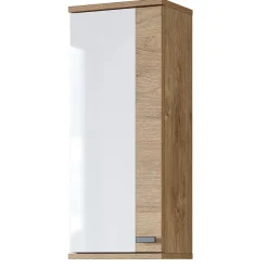 Pensile bagno sospeso 35x84h cm 1 anta bianco lucido rovere Crystal