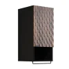 Pensile bagno sospeso 34x81h cm 1 anta 1 vano a giorno nero anta decorata noce Silvy