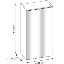 Pensile bagno sospeso 30x57h cm cannettato 1 anta bianco Cleany