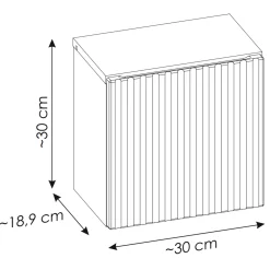 Pensile cubo bagno sospeso 30x30h cm cannettato 1 anta bianco Cleany
