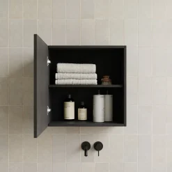 Pensile cubo sospeso bagno 55x50h cm 1 anta reversibile nero frassinato Sunset