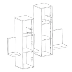 Pensile 152x142h cm per parete attrezzata con mensola rovere antracite Megan Gihome®
